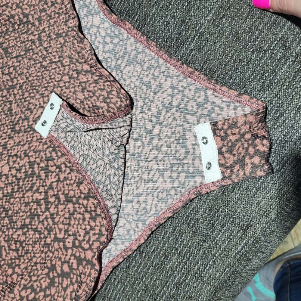 MTS Pink Animal Print Ruffle Sleeve Ribbed Bodysuit - Picture 3 of 4